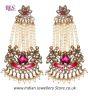 Large Mughal Princess Kundan Earrings EAUK04410C Indian Jewellery
