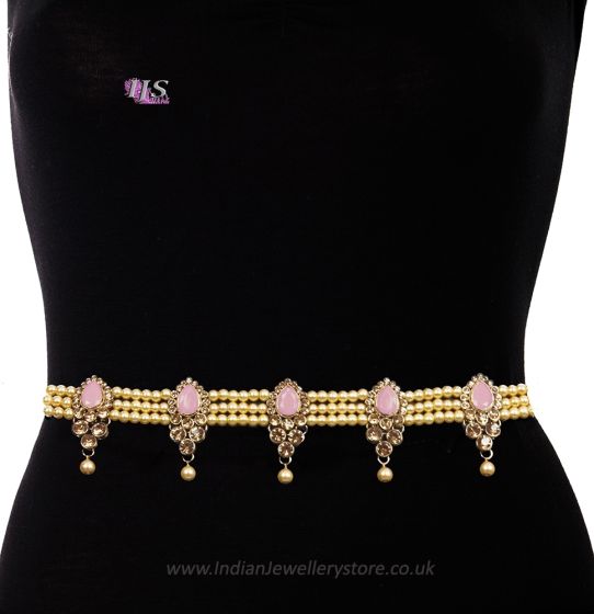Champagne Pearl, Antique Saree Belt - baby pink LAPL11961 Indian Jewellery