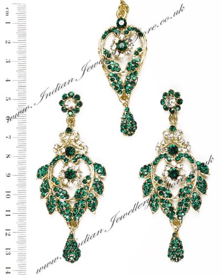 Yashi Earrings and Silm Tikka IAGC03784 Indian Jewellery