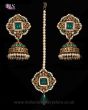 Large Jhumka Earrings & Tikka Indian Jewellery Set IANC11355C Indian Jewellery
