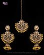 Champagne Antique Medium Tikka & Dangler Jhumki Earring Set - yellow IAYK11613 Indian Jewellery