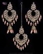 Antique Asian Chandelier Jhumkis & Tikka Set - Peach IAPK11834 Indian Jewellery
