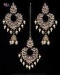 Antique Asian Chandelier Jhumkis & Tikka Set - Pearl IANK11837 Indian Jewellery
