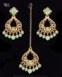 Asian Light-Weight Pastel-Bead Earrings & Tikka Set IEGP11983 Indian Jewellery