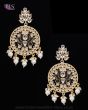 Statement lotus flower kundan earrings - black EGBK12143 Indian Jewellery