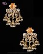 Light Gold Layered-Jhumka Indian Earrings - orange EGOA12151 Indian Jewellery