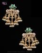 Light Gold Layered-Jhumka Indian Earrings - bottle green EGGA12154 Indian Jewellery