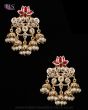 Light Gold Layered-Jhumka Indian Earrings - maroon red EGRA12157 Indian Jewellery