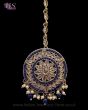 Round Medium American Diamond Indian Head Jewel - Navy ZALA11950 Indian Jewellery