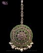 Round Medium American Diamond Indian Head Jewel - Grass Green ZAGA11952 Indian Jewellery