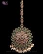 Round Antique Medium Indian Tikka Headpiece - Green ZAGA12261 Indian Jewellery