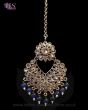 Round Antique Medium Indian Tikka Headpiece - Navy ZALA12264 Indian Jewellery