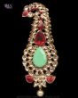 Paisley Large Kundan Kalgi, Turban Pin - Red & Mint KAGK12121 Indian Jewellery
