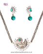 Teal American Diamond Mangalsutra Necklace - ONLY  MALA11278 Indian Jewellery