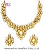Golden Kundan Collar Necklace & Studs NENK10989 Indian Jewellery