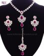 Delicate silver crystal necklace set - Shabnam NSPC11129 Indian Jewellery