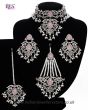 Silver Mughal Princess Indian Jewellery Set - Choker, Ear, Tikka & Jhumar - baby pink NSPC11557 Indian Jewellery