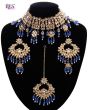 Wide Asian Indian Choker Set - royal/indigo blue NALK11657 Indian Jewellery