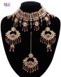 Wide Asian Indian Choker Set - ruby red NARK11661 Indian Jewellery