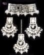 Silver Mirrored Asian Indian Choker Jewellery Set NSWM11920C Indian Jewellery