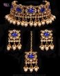 Traditional Pearl Indian Choker & Studs Jewellery Set - Royal Blue NEBP11991 Indian Jewellery