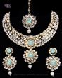 Kundan JASMINE Indian Necklace Set - Mint Green NAGK11522 Indian Jewellery