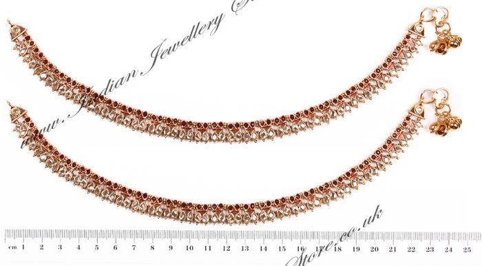 Polki Indian Anklet / Payal YARP04461 Indian Jewellery