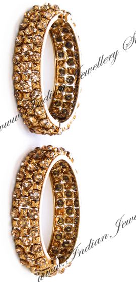 2 x Champagne Crystal Indian Kada Bangles 2.8 WANC10162 Indian Jewellery