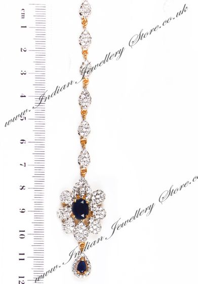 Navy Small/Medium Indian Fine American Diamond Tikka ZGLA04359 Indian Jewellery