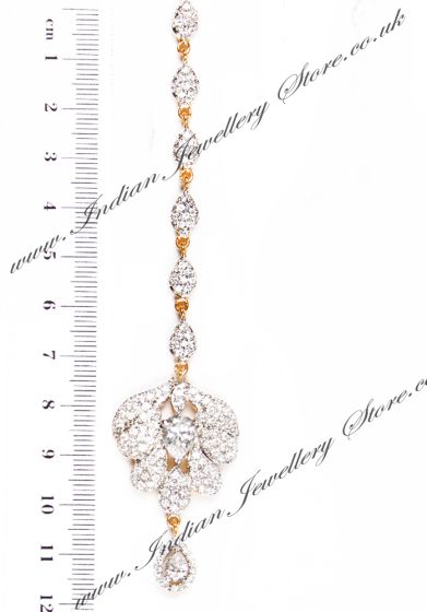 White Small/Medium Indian Fine American Diamond Tikka ZGWA04364 Indian Jewellery