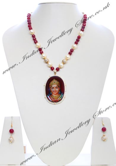 Large Indian God/ Goddess / Pooja Pendant Mala - Lakshmi NGRC04786 Indian Jewellery