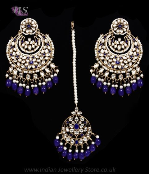 Heeramandi-Inspired Antique Statement Kundan Earring & Tikka IALK12341 Indian Jewellery