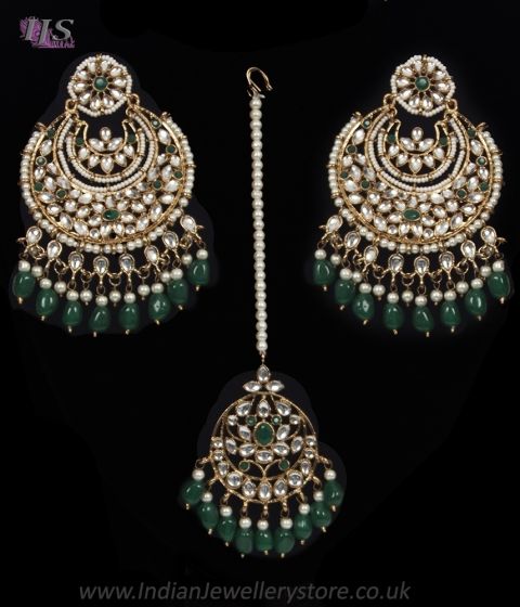 Heeramandi-Inspired Antique Statement Kundan Earring & Tikka IAGK12342 Indian Jewellery