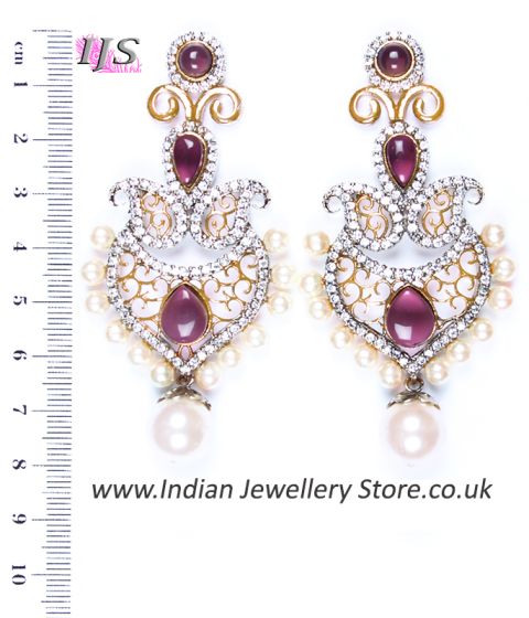 Large Mauve Indian Earrings ESUA04355 Indian Jewellery