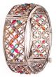 2 x High-Quality Silver & Multi Rainbow Coloured Polki Bangles, 2.6 WSMP03645 Indian Jewellery