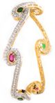 2 x Scroll Ruby, Green CZ Indian Churi Bangles, 2.4 WGAA04217 Indian Jewellery