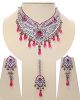 Silver & Fuchsia Pink Necklace Set BSPC10034 Indian Jewellery