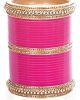 Fuchsia Pink Indian Wedding Chura & Champagne Crystal Bangles 2.6 UAPC11607 Indian Jewellery