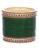Traditional Punjabi, Dotted champagne (LCT) crystal Wedding Chura - bottle green UGGC12384 Indian Jewellery