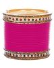 Traditional Punjabi, Dotted champagne (LCT) crystal Wedding Chura - fuchsia pink UGPC12411 Indian Jewellery