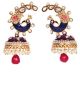 Large Peacock Multi Coloured Jhumka EGUL10345 Indian Jewellery