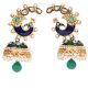 Large Peacock Multi Coloured Jhumka EGGL10349 Indian Jewellery