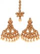 Golden Diamond & Pearl Fashion Earrings and Tikka IENA10993 Indian Jewellery