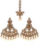 Golden Diamond & Pearl Fashion Earrings and Tikka IANA10994 Indian Jewellery