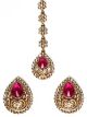 American Diamond Indian Stud Earrings & Tikka - Sumandeep IAWA11005C Indian Jewellery