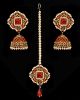 Champagne Indian jhumka earrings & tikka jewellery set - Orange IAOA11124 Indian Jewellery