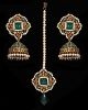 Large Jhumka Earrings & Tikka Indian Jewellery Set IANC11355C Indian Jewellery