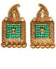 22k & Emerald Effect Large Square Indian Stud Earrings EAGA10402 Indian Jewellery