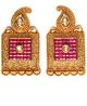 22k & Ruby Effect Large Square Indian Stud Earrings EARA10403 Indian Jewellery
