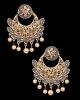 Meenakari Medium Chand Bali Earrings - Grey EAEA12136 Indian Jewellery